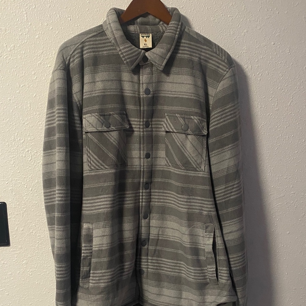 Men's Gray Plaid Shirt Jacket